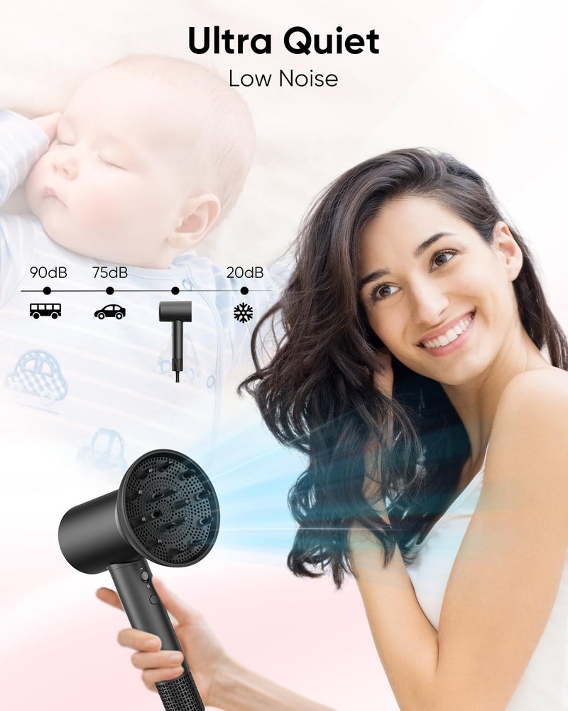 CONFU Hair Dryer, 110000 RPM Fast Drying Blow Dryer with Magnetic Diffuser and Concentrator, Professional Lightweight Ionic Hair Dryer for Women and Men - Image 4
